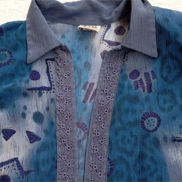 R&M Richards Petite 2-Piece Blue Dress & Jacket Set Size 16WP Abstract Pattern - Picture 6 of 16